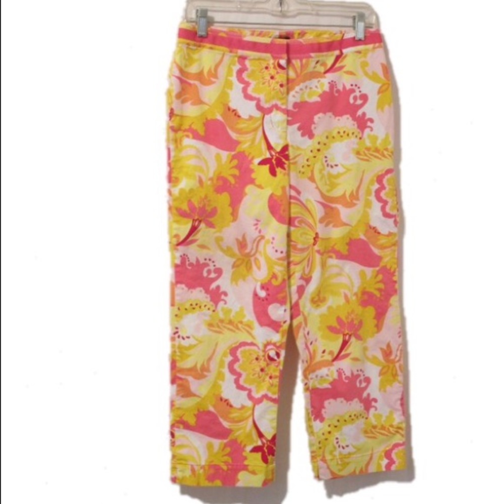 Westbound Pink and Yellow Floral Capris 8